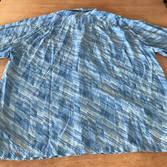 Tommy Bahama 100% Silk Shirt Men XXL Blue Striped Button Up Pocket Short Sleeve - Picture 2 of 12